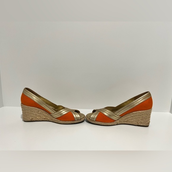 Lilly Pulitzer Lia canvas espadrille orange and gold Wedges - Picture 5 of 7